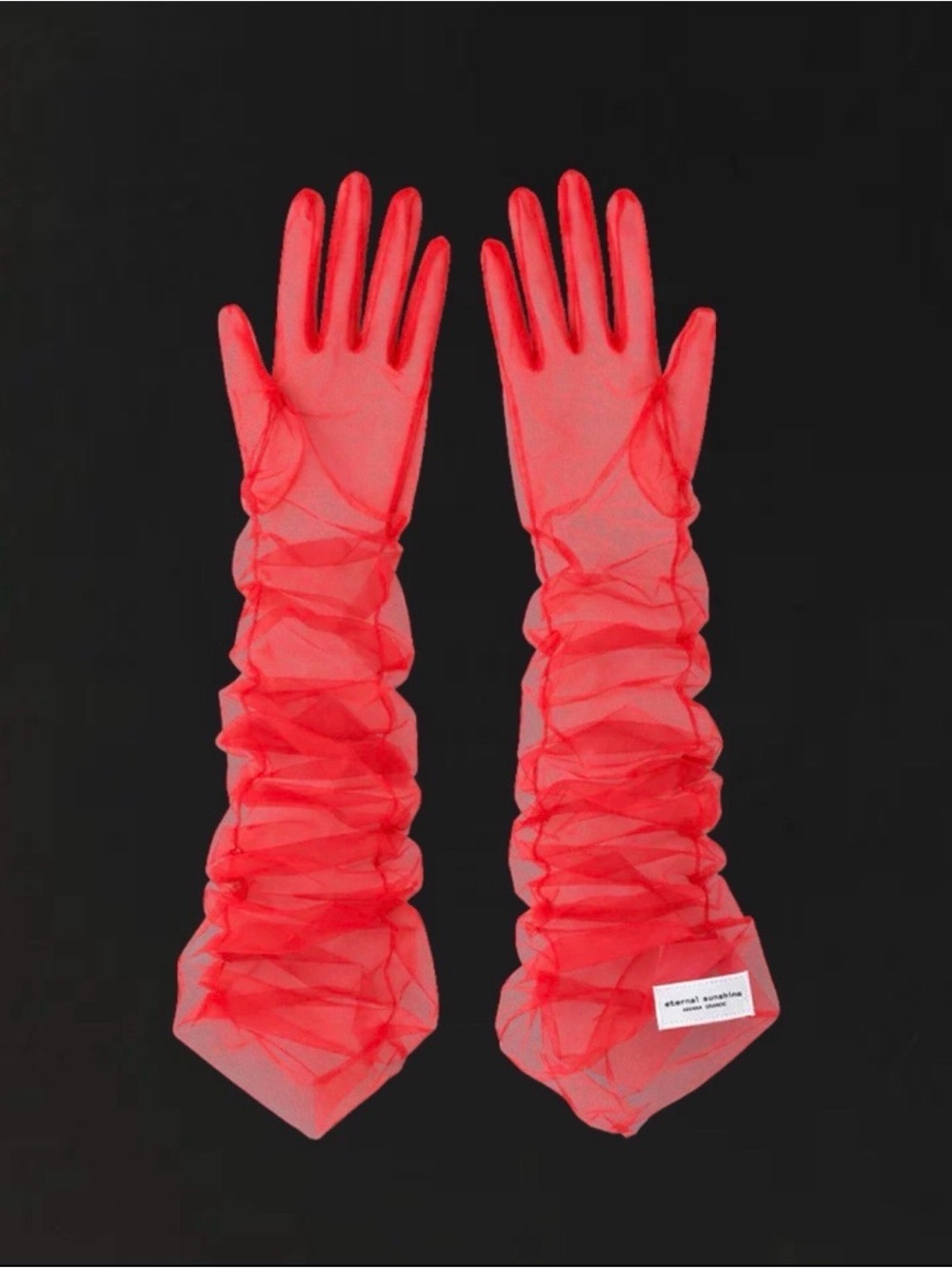 Ariana Grande Red Ruched Eternal Sunshine Tour Gloves